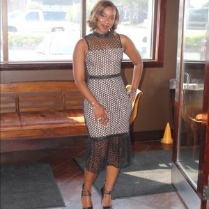 Black and nude cocktail dress